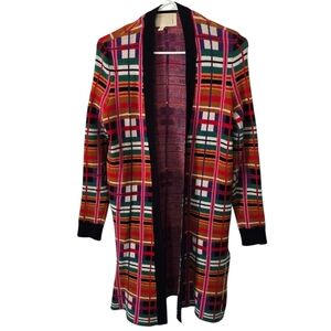 Anthropologie Colorful Plaid Open Cardigan Xs